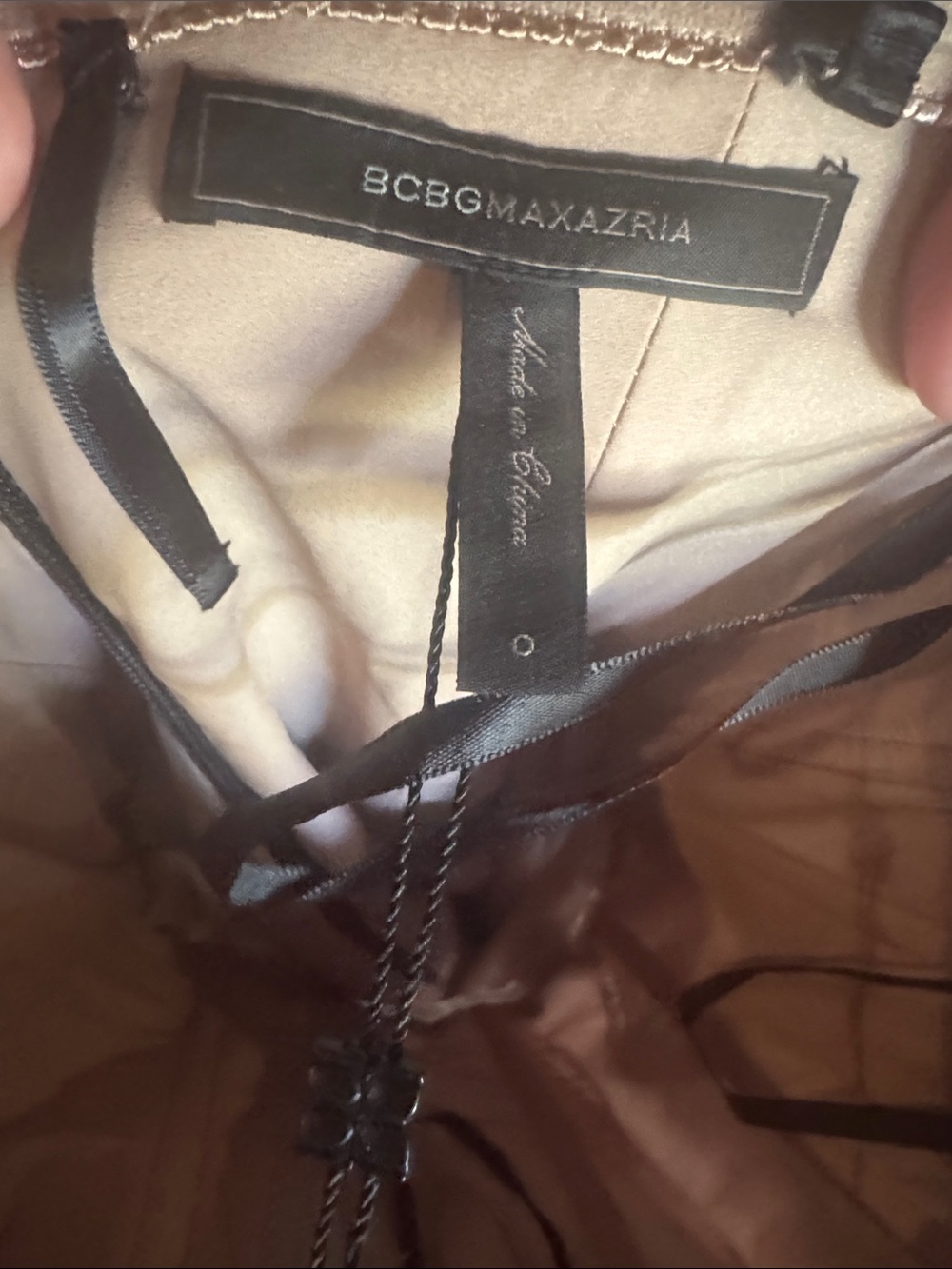 BCBGMaxAzria Beige Dress with Black Trim